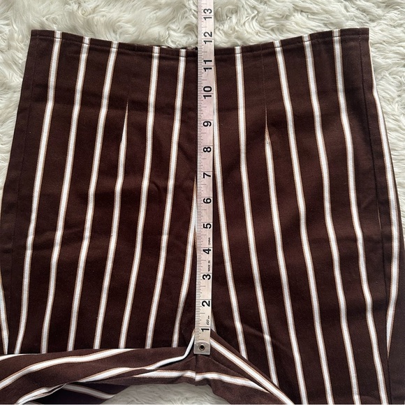 Reformation Pants Marlon Pant Cropped High Waist Coffee Stripe Brown 2 - Picture 10 of 11